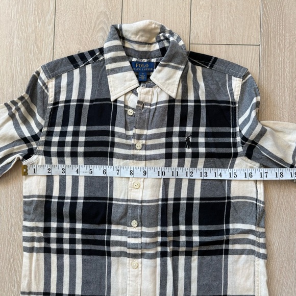 Polo Ralph Lauren Black and Cream Spell Out Plaid Shirt Teen Size 12 - Picture 2 of 11